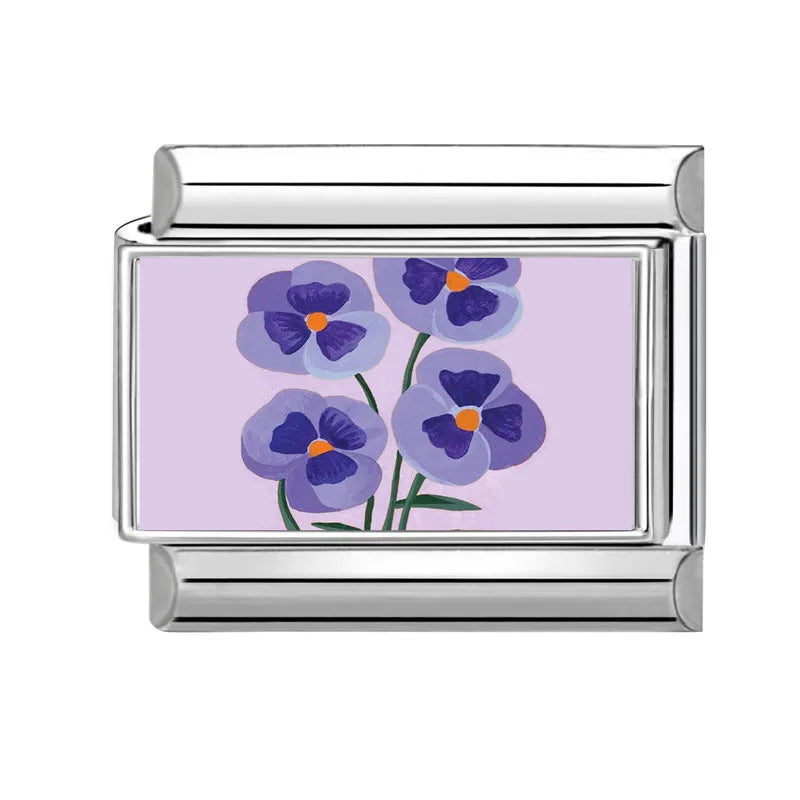 Y2K Wholesale Purple Cartoon Rabbit Planet Cat Italian Charm Link Fit 9mm Stainless Steel Jewelry DIY Making Women Bracelets Qme Style 19
