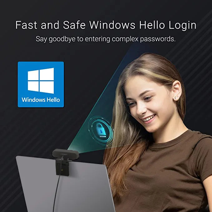 Facial Recognition Webcam for Windows Hello 2K Webcam 5MP Web Camera Facial Recognition Login For Laptop PC Camera with Mic Qme