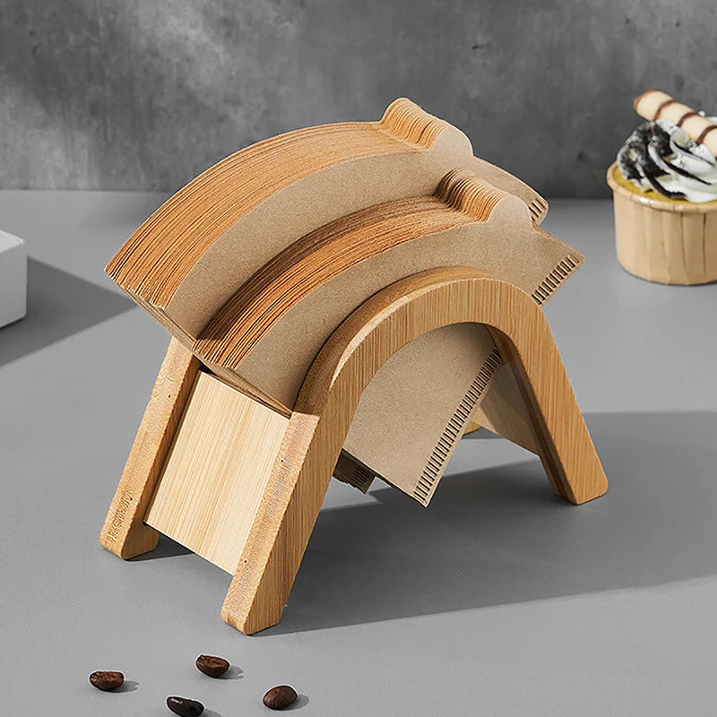 Filter Paper Storage Stand Hand Drip Coffee Holder Wooden Rack Qme