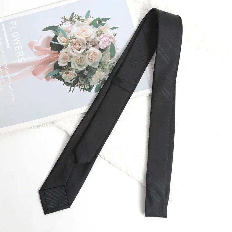 Mens Casual Slim Tie Fashion Necktie Black Stripes Floral Plaid Solid Qme