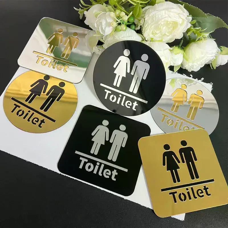 3.94-inch Acrylic Toilet Sign For Men And Women, Bathroom Identification, Round And Square Toilet Mirror Decals For Home Decor. Qme