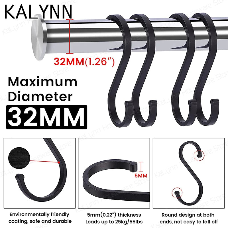 S Hooks Metal Shape Heavy Duty Aluminum Coated Flat Hangers Hanging Qme