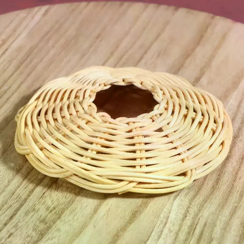 2Pcs Handwoven Rattan Lampshade Vintage Chandelier Hanging Light Cover Outdoor Camping Interior Lamp Shade Decoration Qme