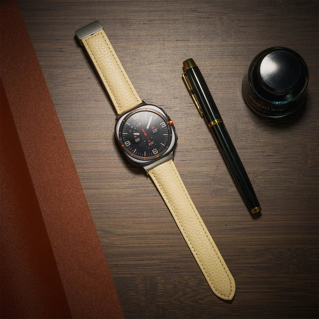 Leather Strap For Samsung Galaxy Watch Ultra 47mm Comfortable Magnetic Bracelet Wristband Galaxy Watch 7 Ultra Belt Accessories Qme