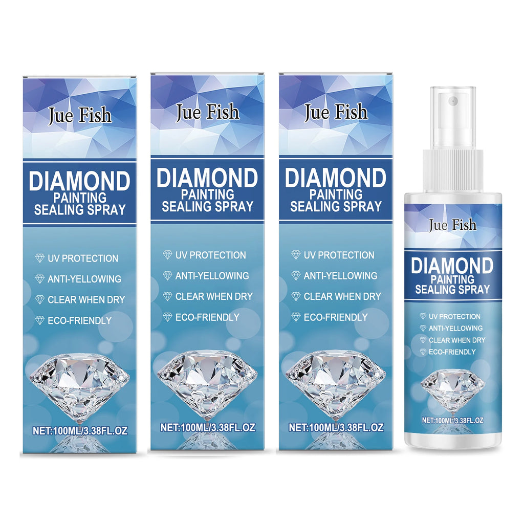 Diamond Paintings Sealing Spray Enhancing Diamond Shine Effect UV Protection Eco-Friendly Anti-Yellowing Spray Permanent Sealer Qme 3 x 100ML Boxed