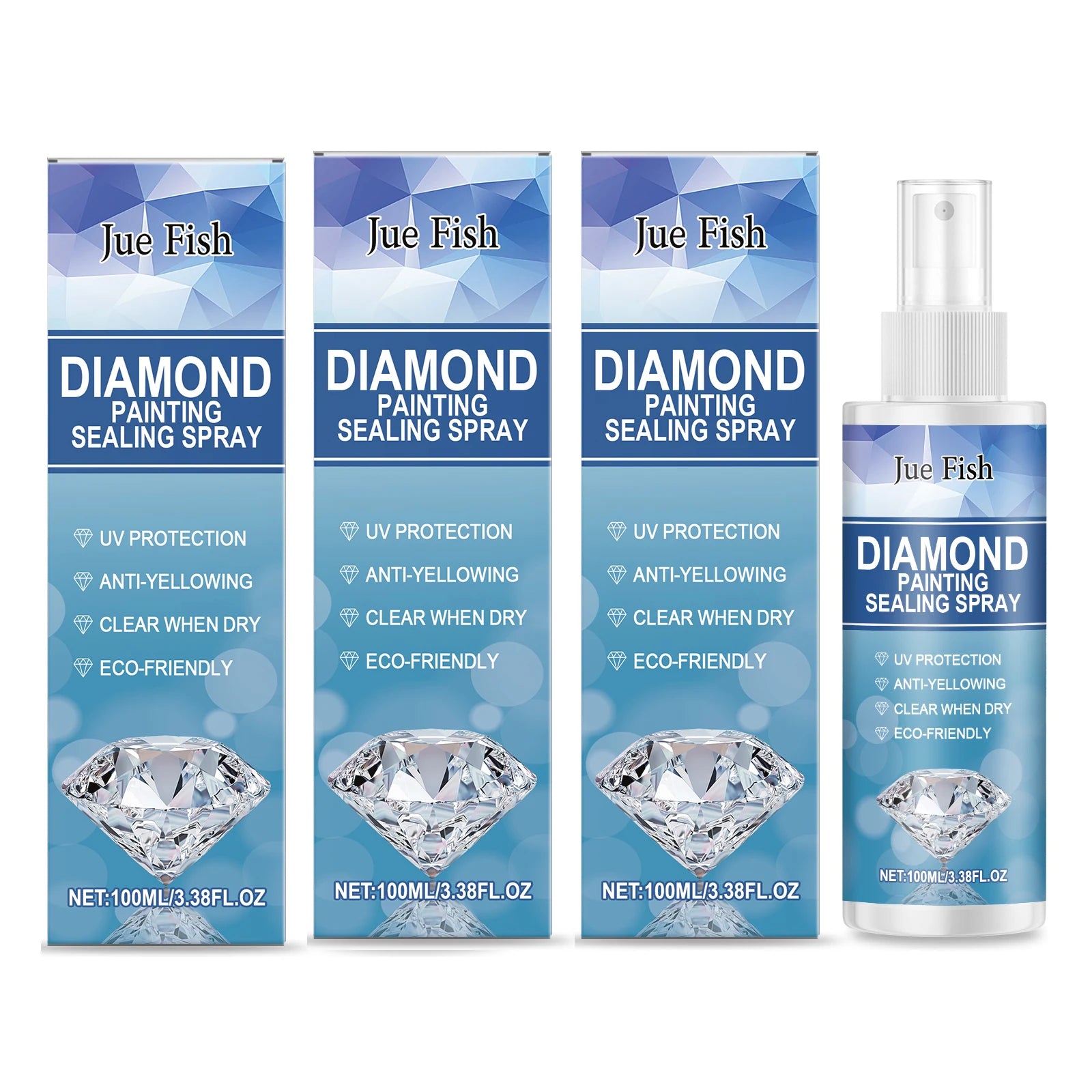 Diamond Paintings Sealing Spray Enhancing Diamond Shine Effect UV Protection Eco-Friendly Anti-Yellowing Spray Permanent Sealer Qme 3 x 100ML Boxed