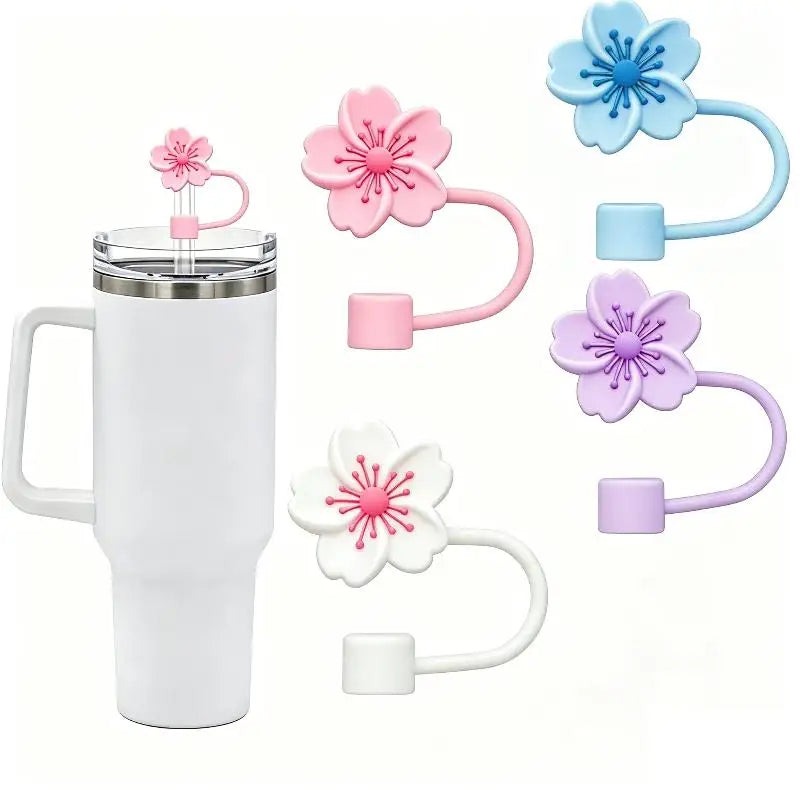 Tumbler Straw Cover Water Bottle Silicone Boot Charm Begonia Shape Qme