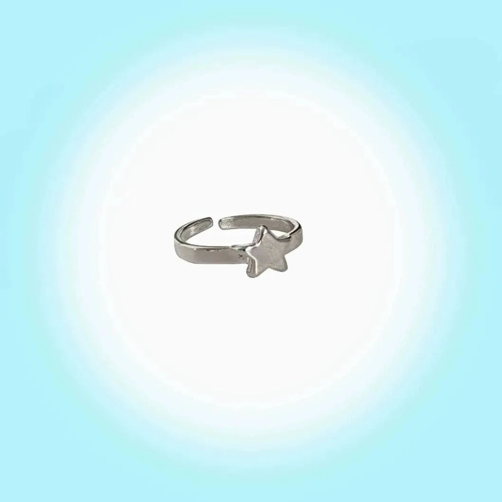 Y2K Cute Wings Personality Angel Wings Five-Pointed Star Simple Design Open Ring for Women Men Punk Gothic Ring Opening Rings Qme xingxing Size 7