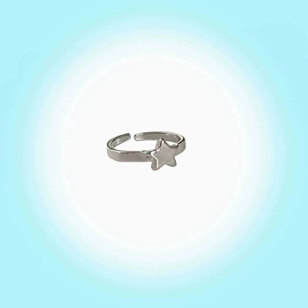 Y2K Cute Wings Personality Angel Wings Five-Pointed Star Simple Design Open Ring for Women Men Punk Gothic Ring Opening Rings Qme xingxing Size 7