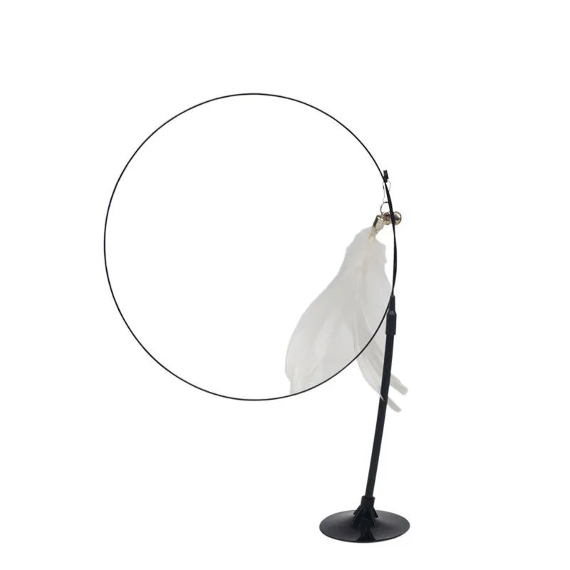 Cat Teaser Stick With Bell, Feather, Long Rod Suction Cup Qme