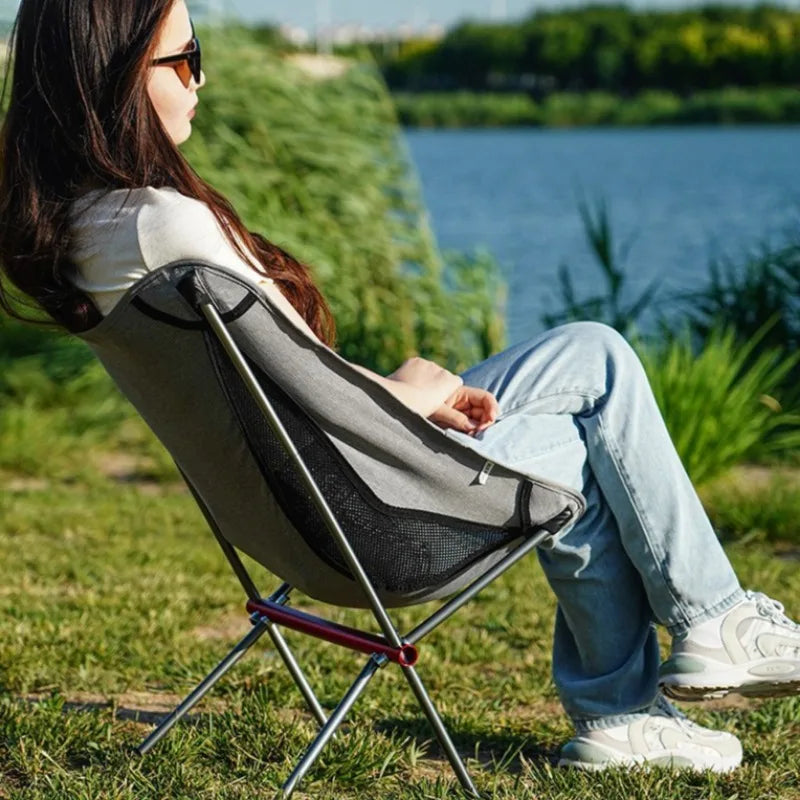 Portable Aluminum Alloy Moon Chair Outdoor Dining Camping Leisure Qme