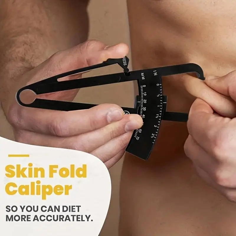 1set 70mm Skinfold Body Fat Caliper Set with Measure Tape Body Fat Monitors Body Fat Tester Skinfold Measurement accessory Qme