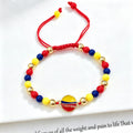 Yellow Blue Red Beads Braided Lucky Red Cord-Venezuela Colombia Flag Bracelet Adjustable Patriotic Enamel Jewelry for Men Women Qme 11