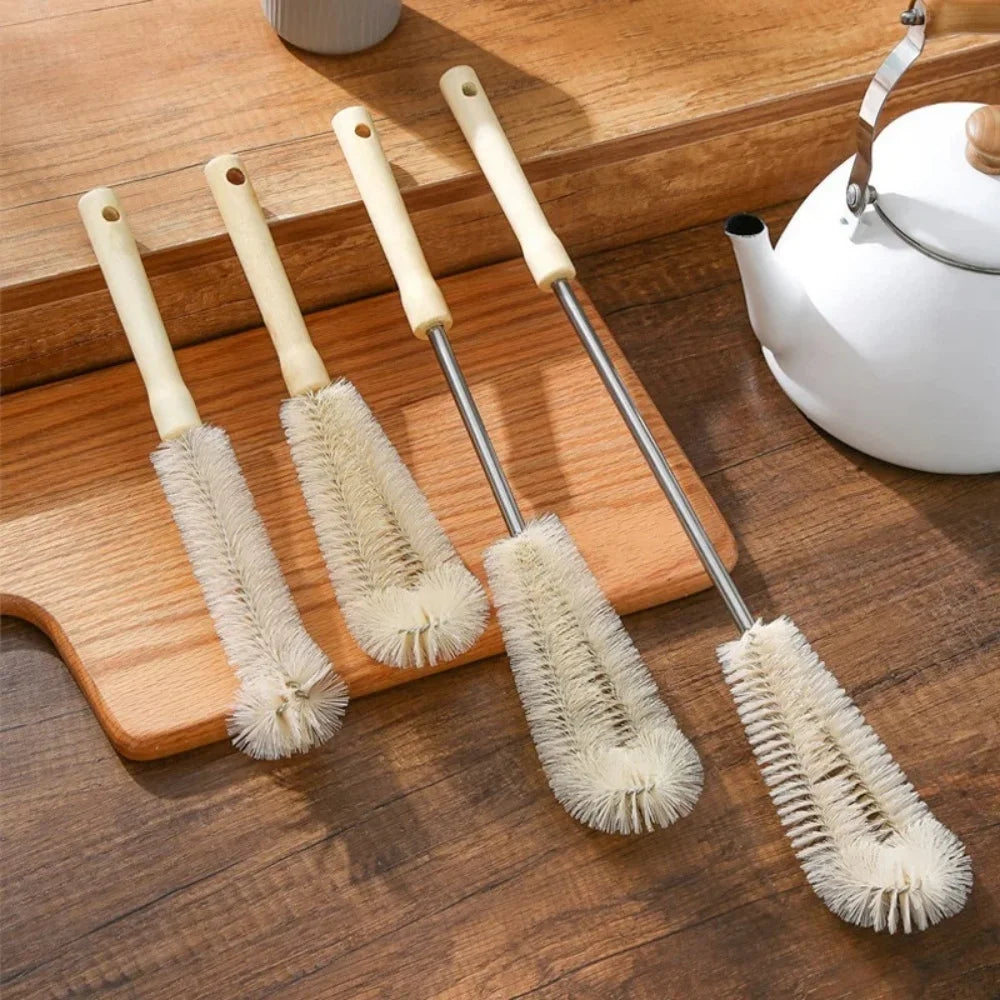 Kitchen Cleaning Tool Drink Bottles Glass Scrubbers Cleaning Brush Wooden Bottle Cleaning Brush With Long Handle For Baby Bottle Qme