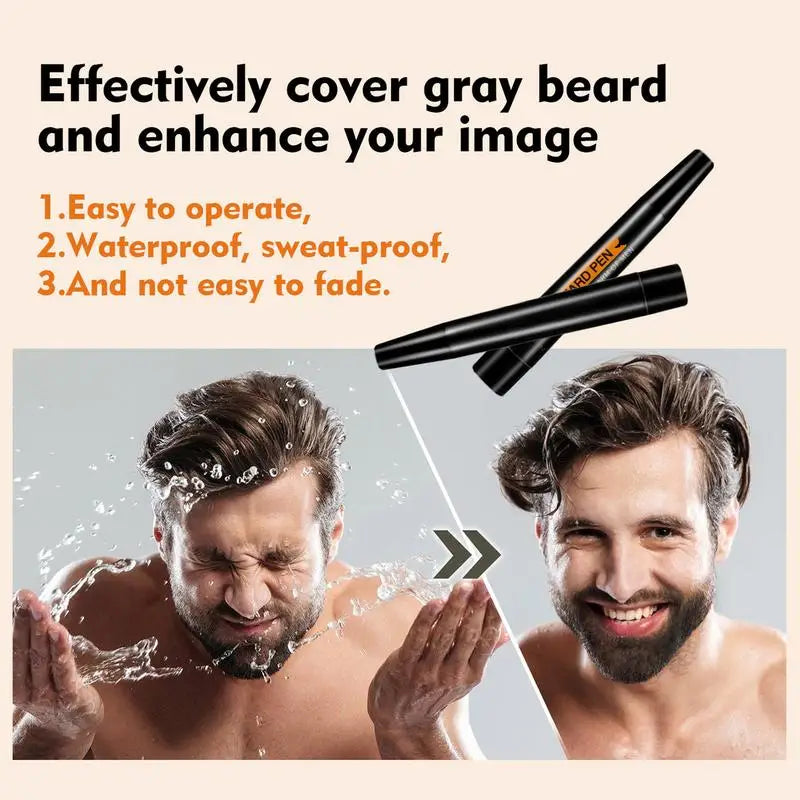 Beard Pen Beard Filler Pencil Men Black Brown 4-Tip Beard Pen Detailing Filler Moustache & Eyebrows Barber Pencil Beard Marker Qme