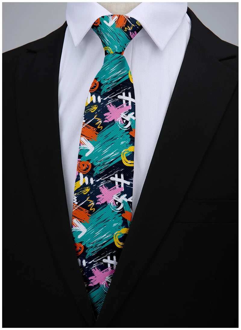 Funny Graffiti Printing Men's Tie Fashion Casual Street Novelty Qme