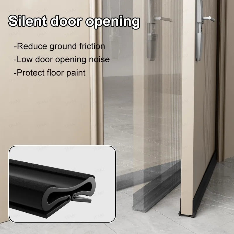 93cm Self-adhesive Door Bottom Sealing Strip PVC Flexible Door Gap Wind and Dust Proof Weather Strip with Soundproofing Felt Qme
