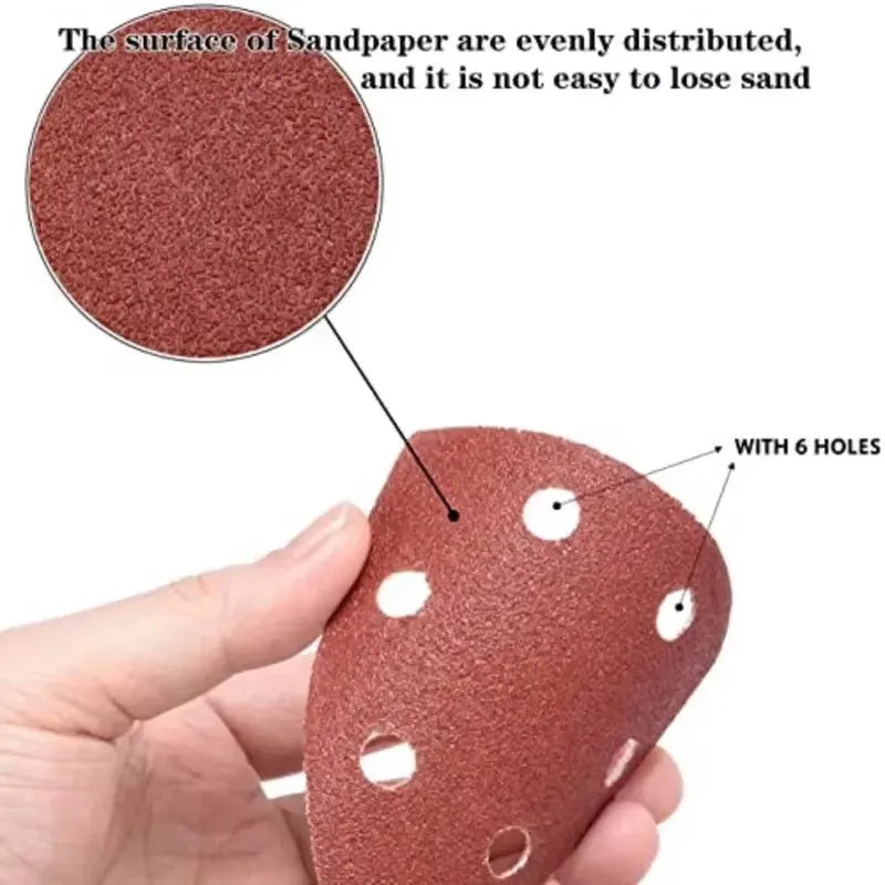 30pcs Triangle Sanding Pads Mouse Sander Pads Sandpaper With 6 Holes 60/80/120/180/240/320 Grits For Delta Sanders/Multi-Sanders Qme
