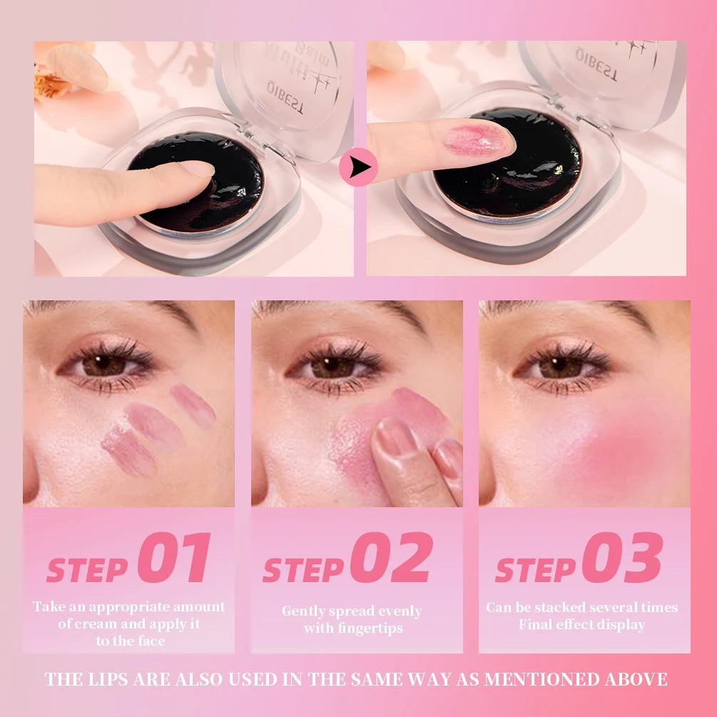 QIBEST Black Blush Balm Lipstick Moisturizing Color Change Ph Rouge Blusher Cream Natural Nude Lip Cheek Eyes Makeup Tools Qme
