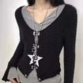 1PcsY2K White Polka Dot Star Necklace With Glitter Treble Clef Charm Grunge Egirl Layered Chain Jewelry Qme A2