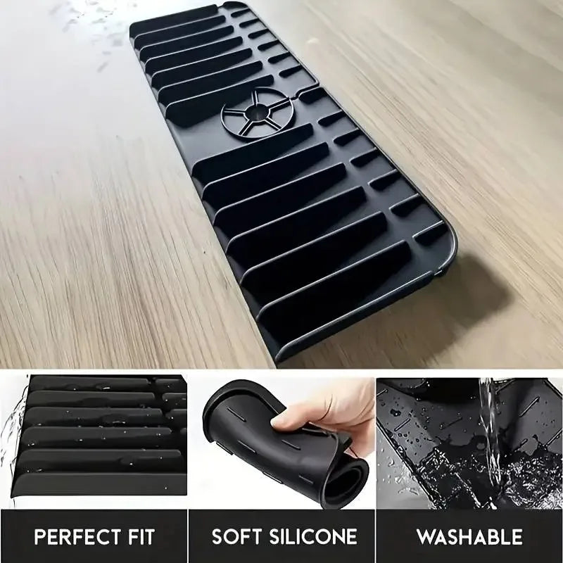 Silicone Faucet Mat Dish Soap Sponge Holder Sink Kitchen Countertop Drying Mat Bathroom Kitchen Sink Splash Guard Drain Pad Qme