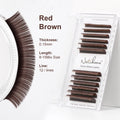 NATUHANA Lashes Brown Flat Ellipse Eyelash Extension False Fake Eye Qme Red Brown L 0.15MM|MIX8-15