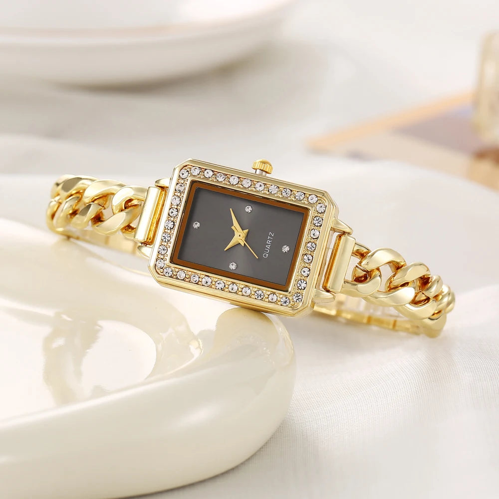 New women's watch, niche fashion, vintage fashion, colorful temperament bracelet watch, square quartz bracelet watch Qme