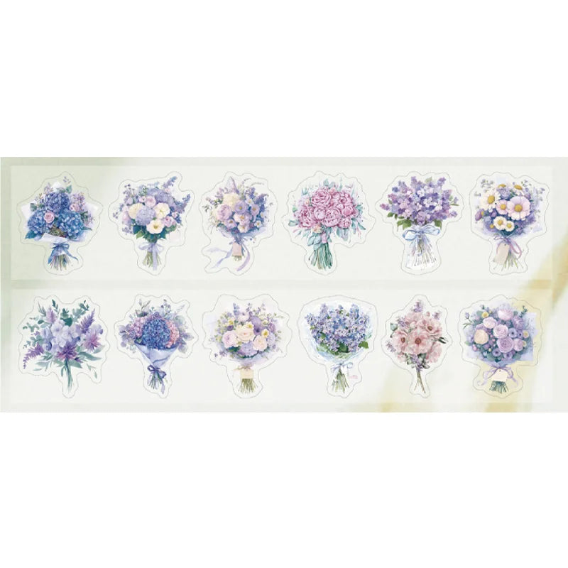 Stickers Tape 40mm*2m Bouquet Bouquet Die-Cut Tape Scrapbooking Stationery DIY & Handbook Mobile Phone Case Notebook Decoration Qme 3