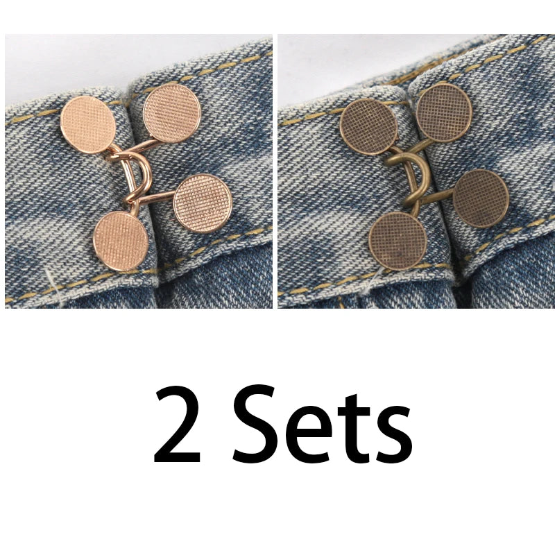 Cute Nail-free Metal Jeans Button Adjustable Waist Buckle Jean Pins Qme A2