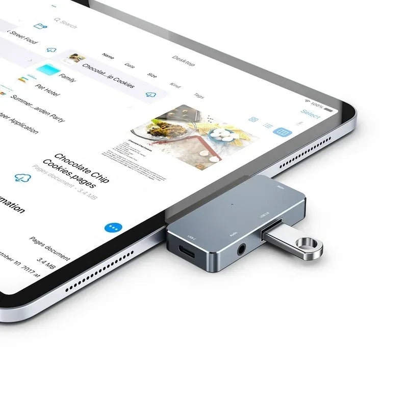 USB C Hub for IPad Pro 11/12.9 2020/2018 Adapter,4-In-1 Adapter with Aux 3.5mm Headphone Data Jack Qme