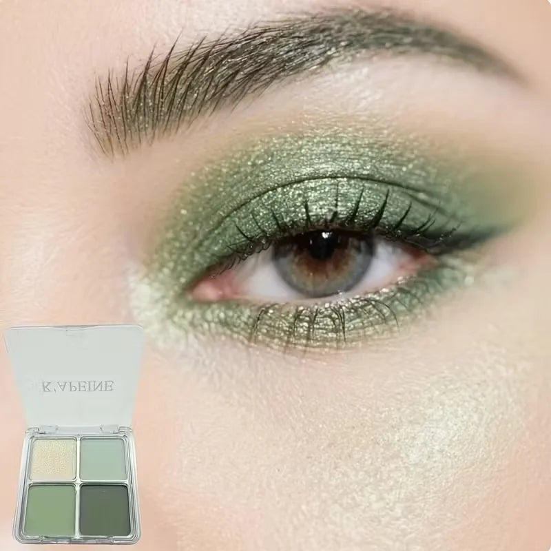 4-Color Green Eye Shadow Tray Low Saturation Palette Matte Korean Qme