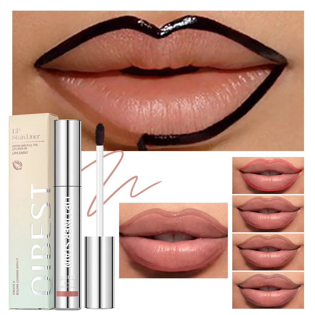 QIBEST Waterproof Lip Liner Peel Off Tattoo Lipgloss Lasting Matte Lip Tint Brown Contour Tear-off Lips Stain Makeup Lipliner Qme