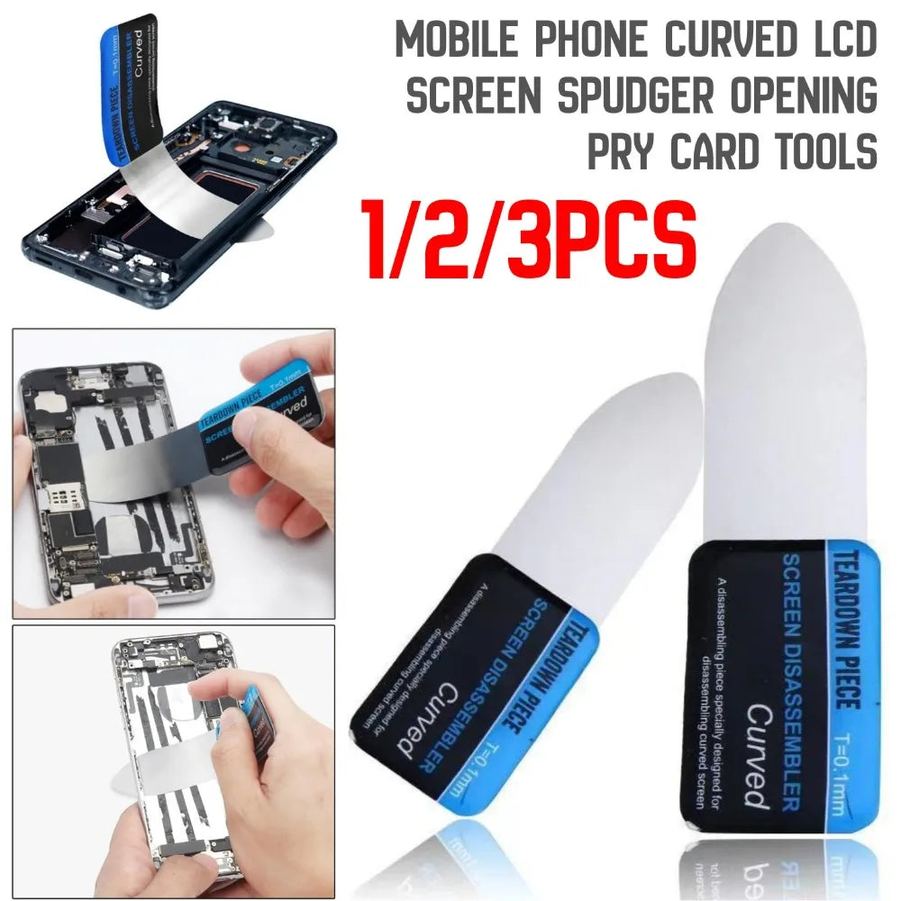 1/2/3Pcs Mobile Phone Curved LCD Screen Spudger Opening Pry Card Tools Stainless Steel Thin Flexible Mobile Phone Repair Tools Qme