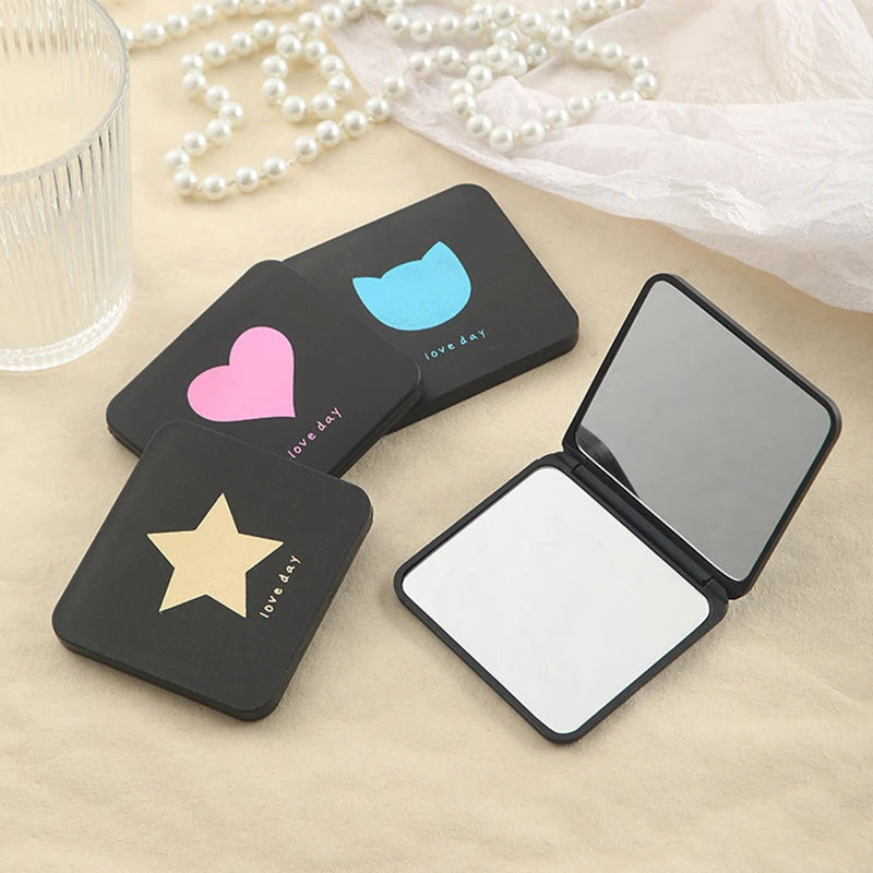 Double-side Compact Mirror Pocket Cosmetic Mirrors Foldable Makeup Qme