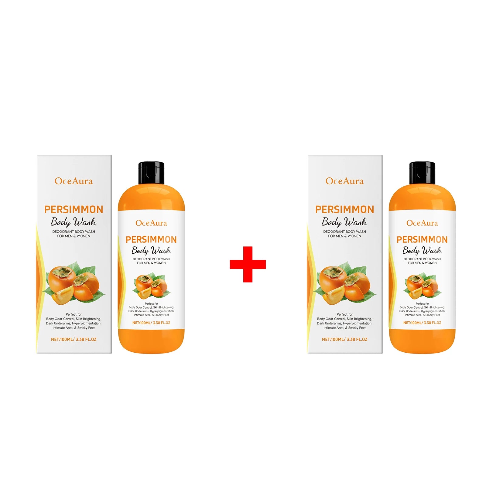 Persimmon Body Wash Mild Cleansing Exfoliating Nourishing Dry Skin Oil Control Improving Pigmentation for Men & Women Shower Gel Qme 200ml Boxed