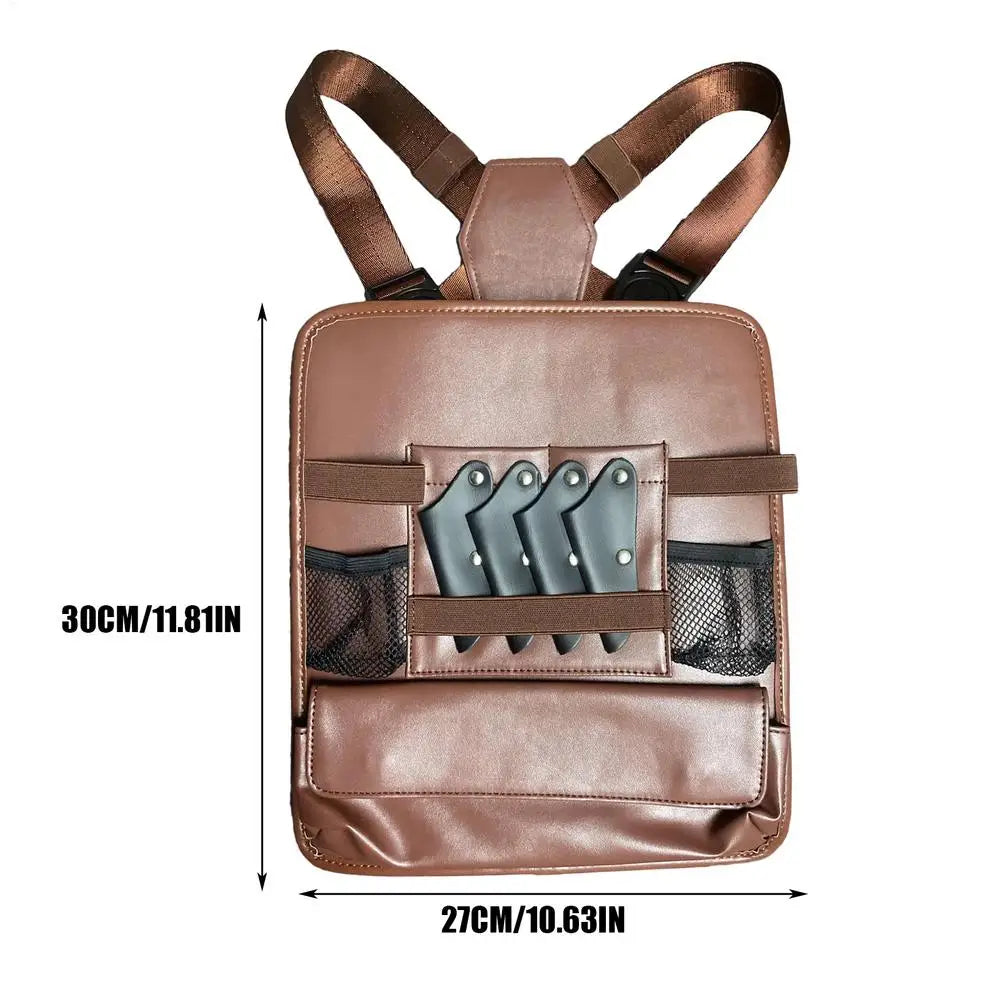 Clipper Bag PU Leather Backpack Chest Haircut Accessories Organizer Bag for Scissor Comb Storage Grooming Haircut Shop Qme China Mainland Brown