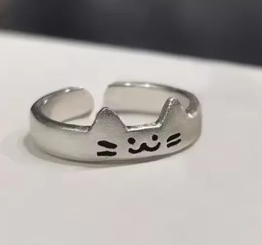 2pcs Cute Animal Dog Cat Rings for Women Men Simple Design Adjustable Cartoon Couple Rings Lovers Girlfriend Wedding Jewelry Qme cat resizable