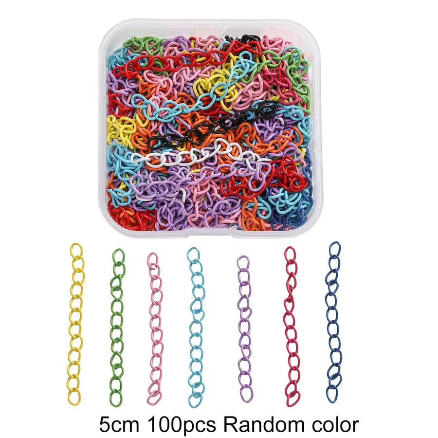 Colored DIY Jewelry Accessories Set Bead Keychain Open Jump Rings Lobster Clasp Hooks Small Screw Eye Pins for Jewelry Making Qme Extender Chain