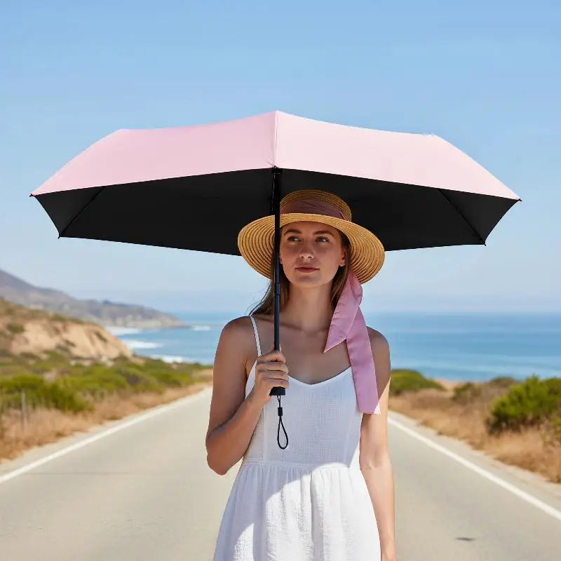 2 In 1 Sun Protection Ultra Light Pencil Umbrella Portable Folding UV Block Travel Umbrella Mini Pocket Rain Umbrella For Women Qme