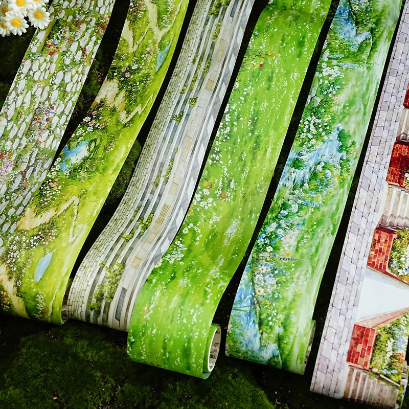 Spring & Summer Green Scenery Decorative Washi Tape Fresh Forest Landscape Tape, Junk Journals, and Polaroid Embellishment. Qme