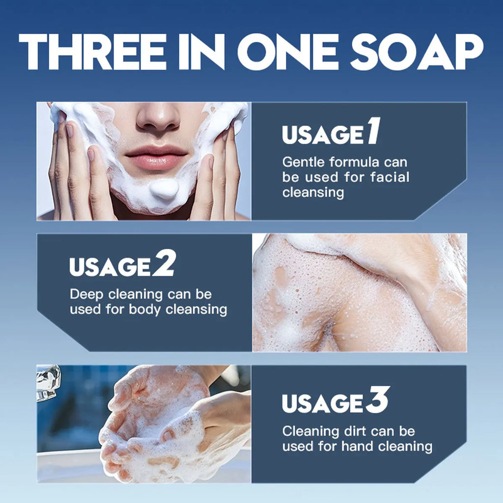 Men's Three One Bath Perfume Soap Witch Hazel Aloe Moisturizing Oil Qme
