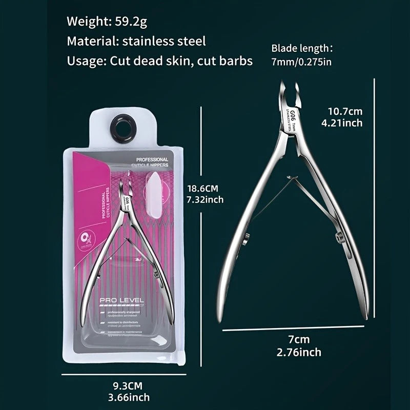 Professional Stainless Steel Cuticle Trimmer Sharp Blade Dual Spring Qme G06 Silvery