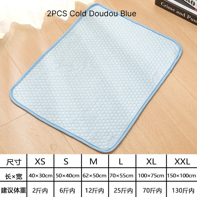 A Cooling Mat Summer Pet Cold Bed Extra Large For Small Big Dogs Pet Accessories Cat Durable Blanket Sofa Cat Ice Pad Blanket Qme Cold Doudou Blue M