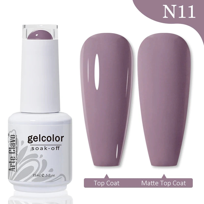 Arte Clavo15ml Gel Nail Polish Art Nude Colors Colorful Soak Off UV Qme N11