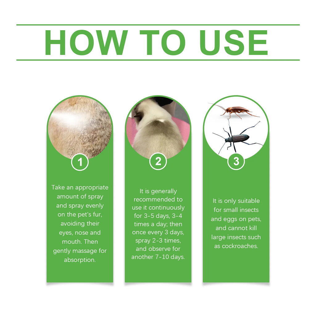Pet Flea Tick Repellent Spray Effectively Reducing Fleas and Ticks Relieve Skin Itching Protect Health Fast-Acting Pet Repellent Qme