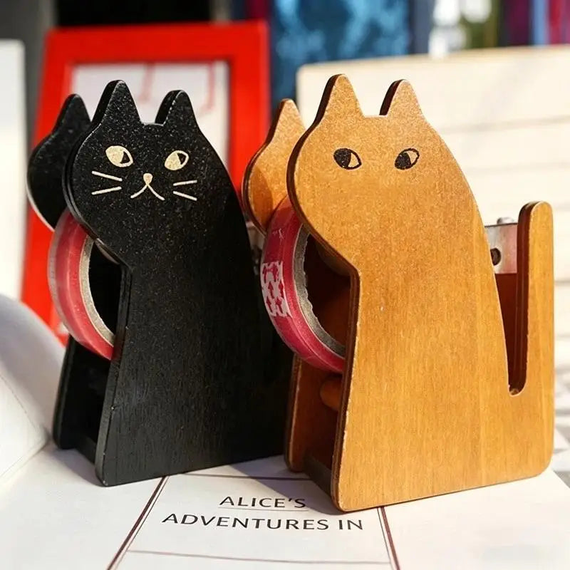 Wooden Tape Cutter Creative Animal Shape Squirrel Whale Design Office Qme