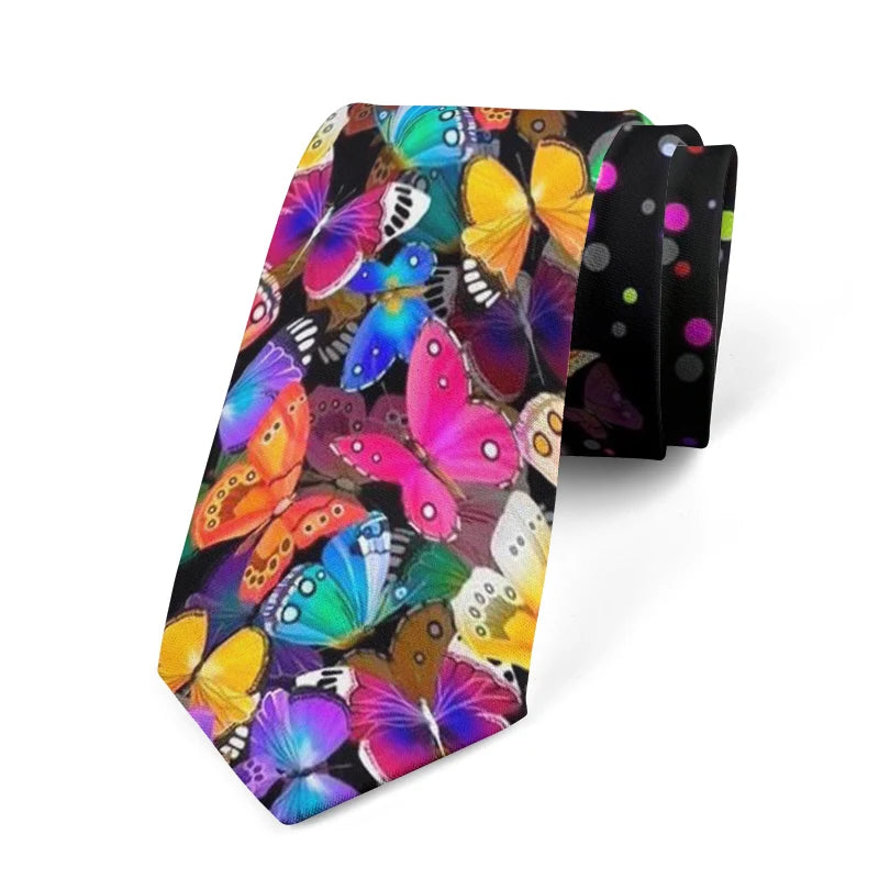 Romantic Butterfly Printed Tie Fashion Casual 3D Men's Unique Qme style9