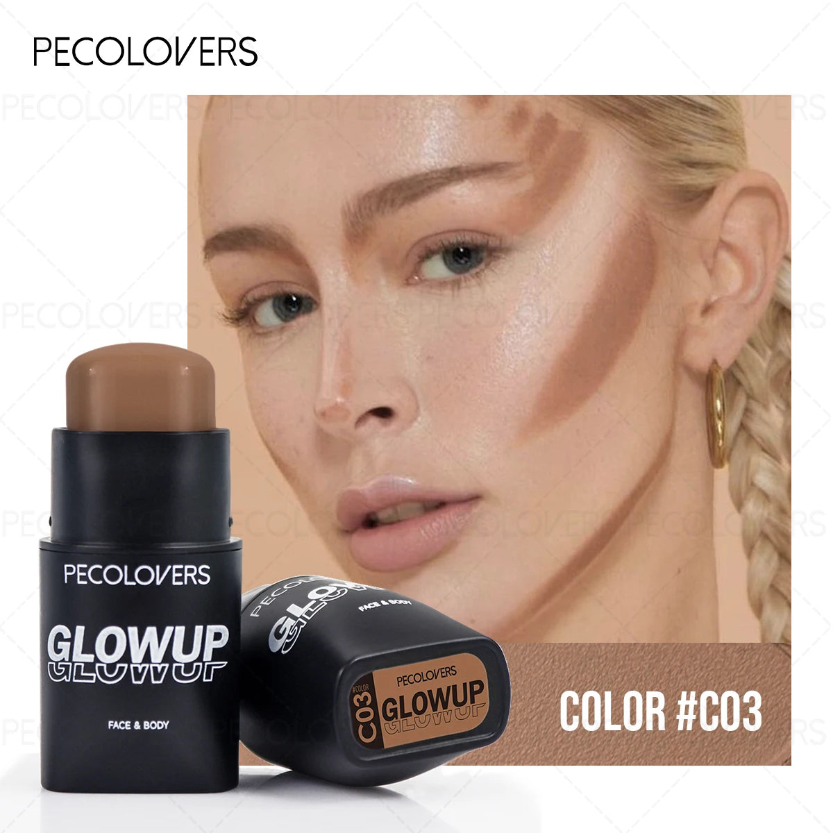 Face Contour Stick 3D Natural Shadow Look All Skins Highlight Qme C03