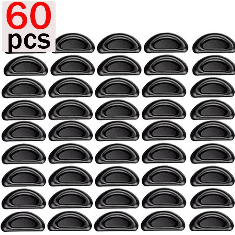 10/60pcs Glasses Nose Pads Adhesive Silicone Nose Pads Non-slip Transparent Nosepads for Glasses Eyeglasses Eyewear Accessories Qme black-60pcs