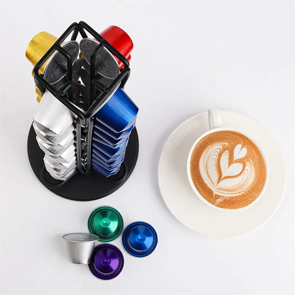 40PCS Nespresso Capsule Pod Holder Stand Rack Display Coffee Capsules Plating Black Metal Holders Rotatable Racks High Quality Qme
